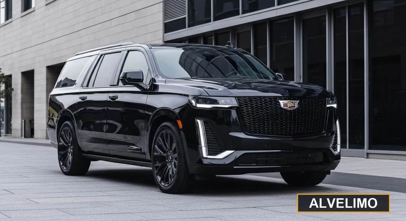Black Cadillac Escalade ESV chauffeured SUV